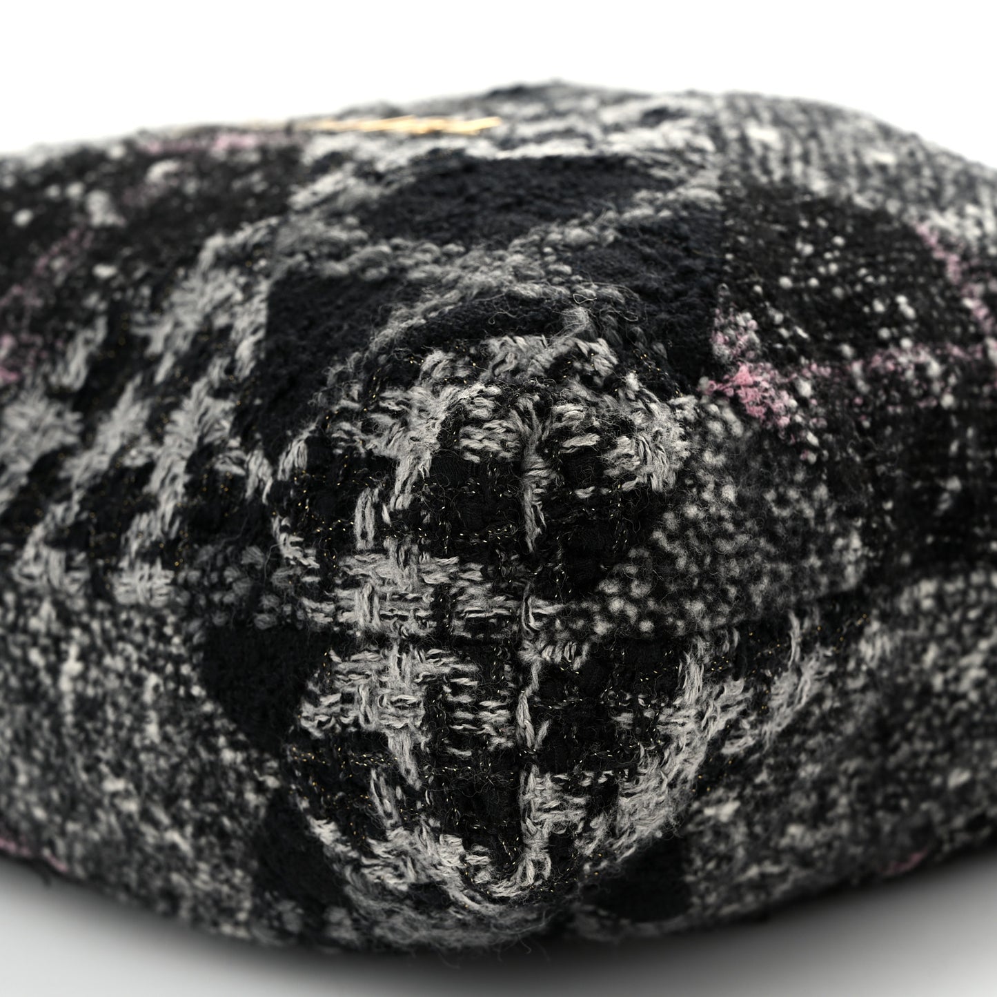 Tweed Patchwork Quilted Chanel 22 Black Grey Pink