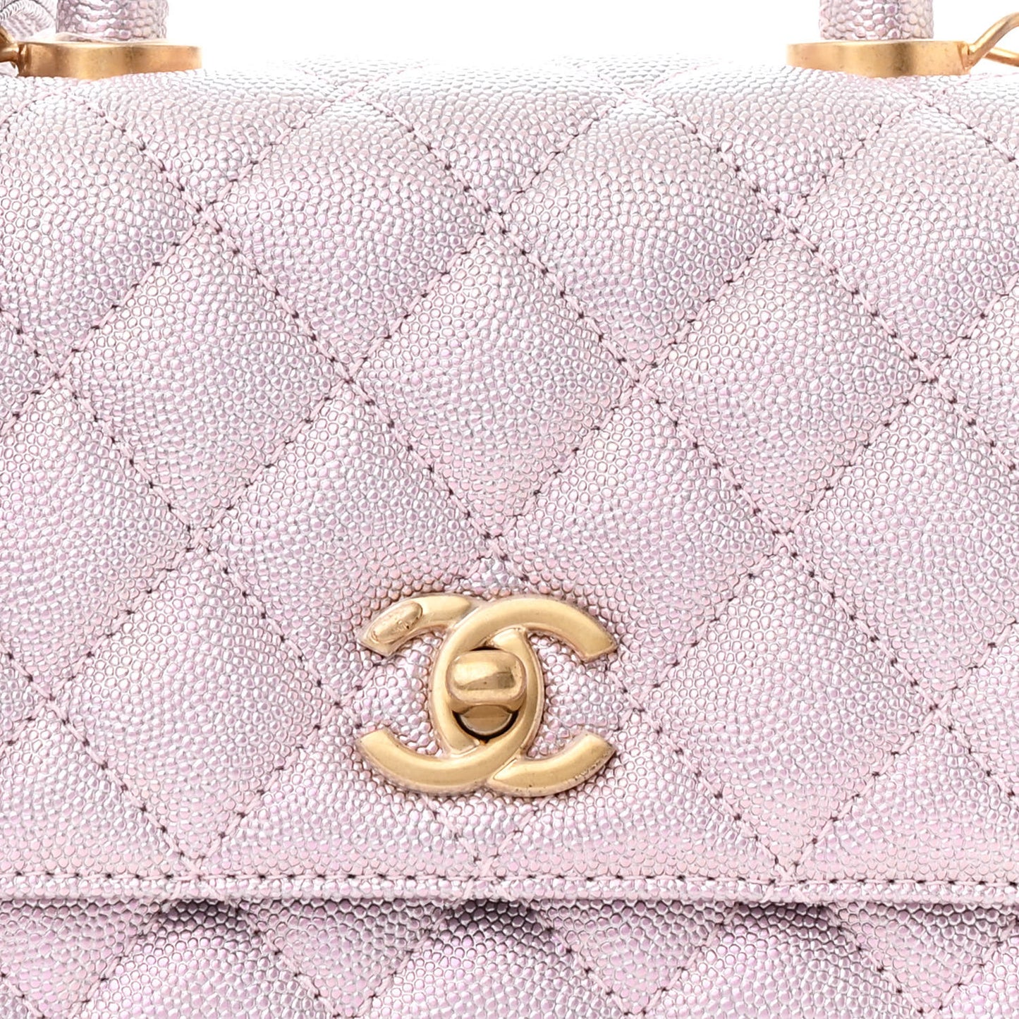 Metallic Caviar Quilted Extra Mini Coco Handle Flap Light Pink