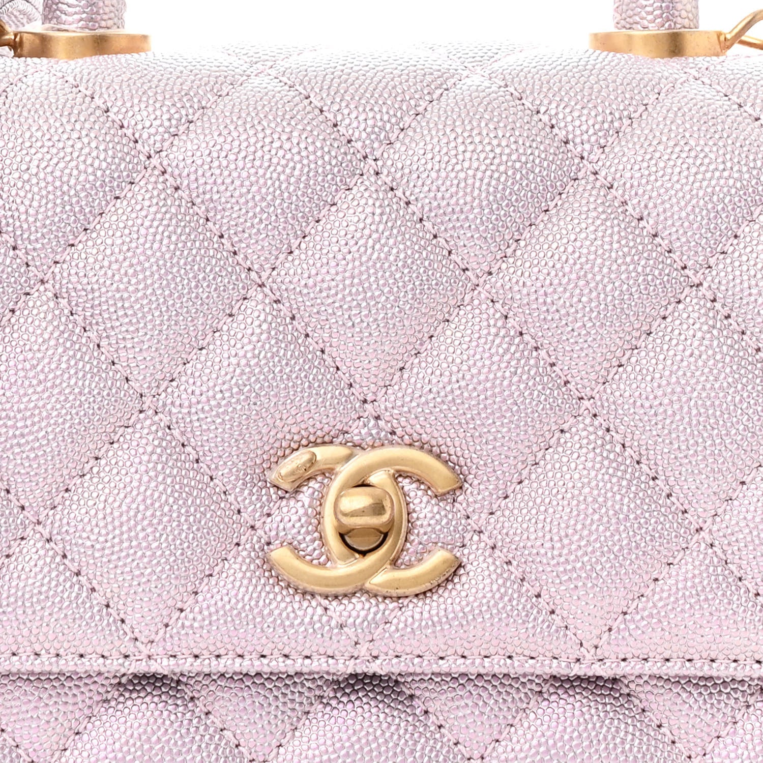 Chanel Metallic Caviar Quilted Extra Mini Coco Handle Flap Light Pink 8 of 12
