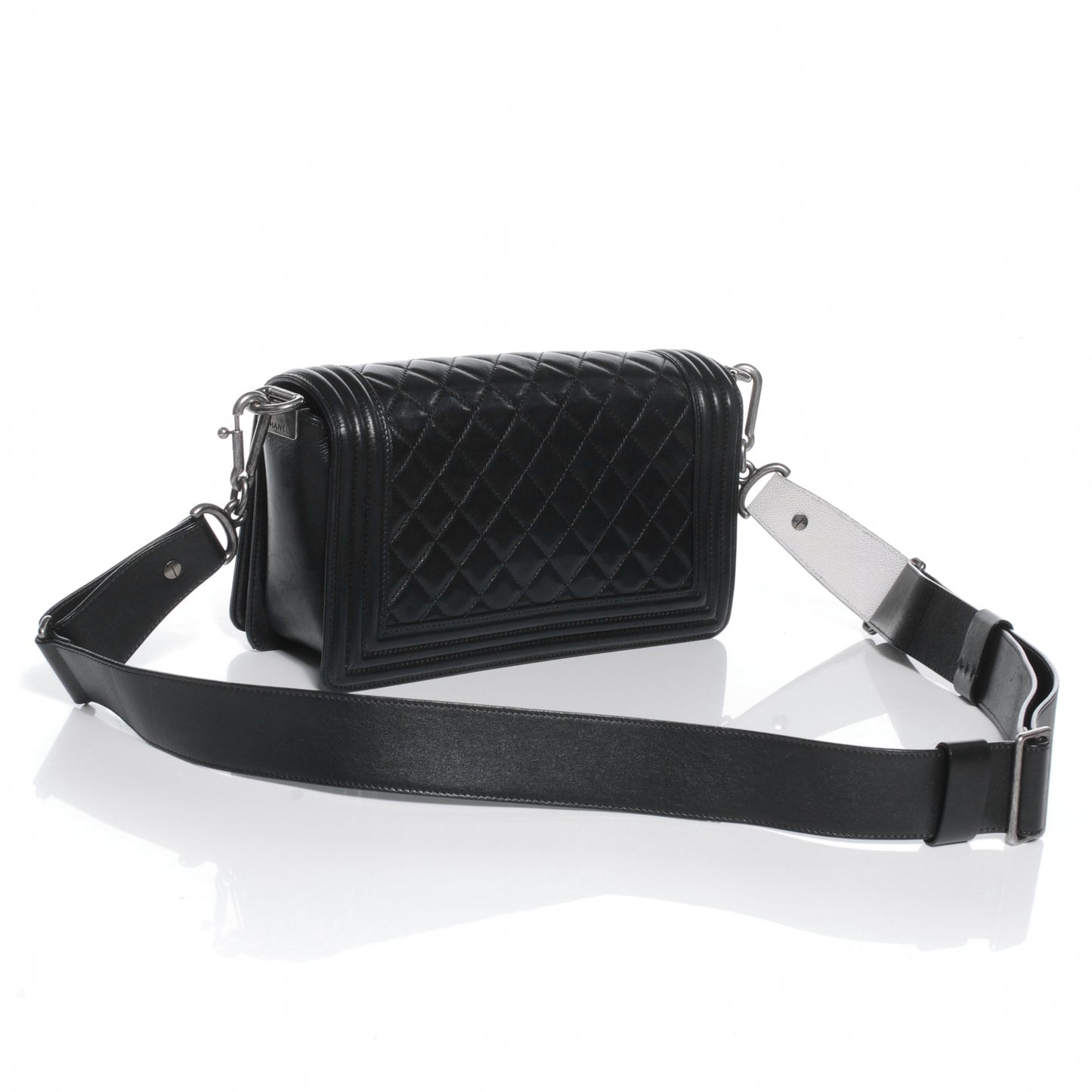 Lambskin Stingray Quilted Medium Boy Flap Black