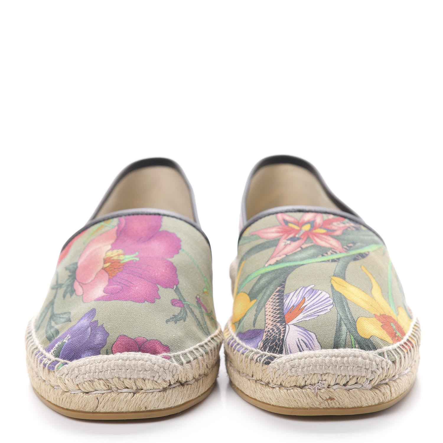 Gucci Canvas Flora Snake Print Mens Espadrilles 9 Militare Multicolor Black 2 of 8