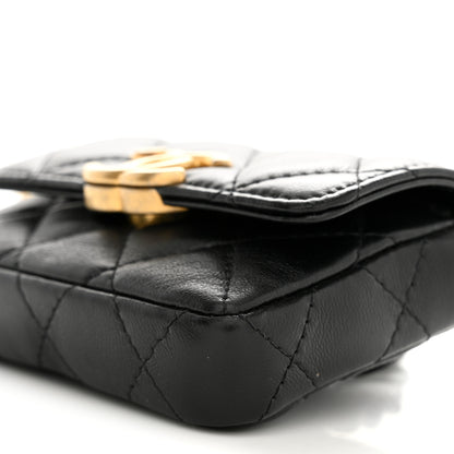 Chanel Lambskin Lacquered Metal Quilted Flap Chain Belt Bag Black 10 of 11