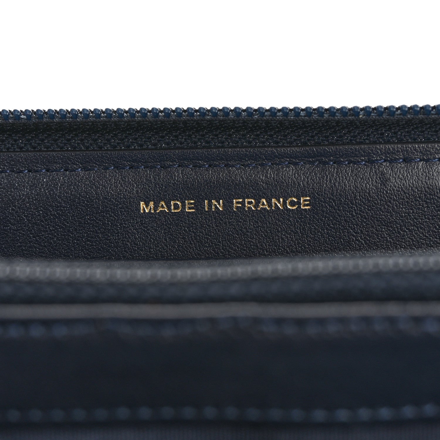 Chanel Caviar Chevron Quilted Zip Around Boy Wallet Navy 7 of 8