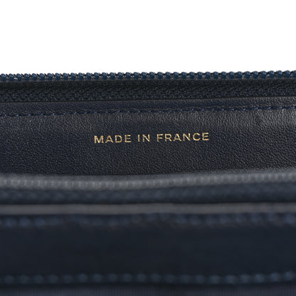 Chanel Caviar Chevron Quilted Zip Around Boy Wallet Navy 7 of 8