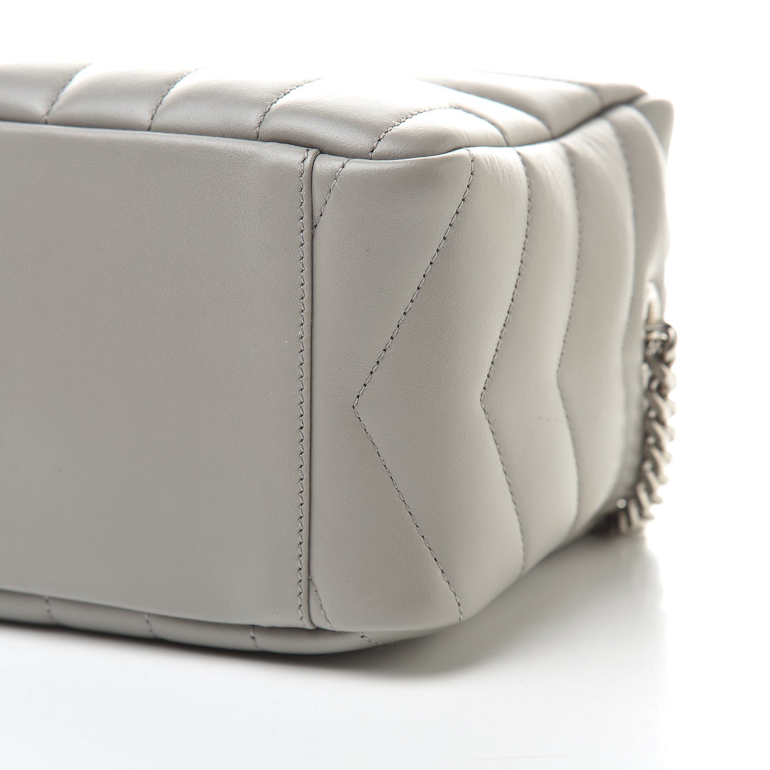 Saint Laurent Calfskin Y Quilted Monogram Small Loulou Bowling Bag Light Gray 10 of 10