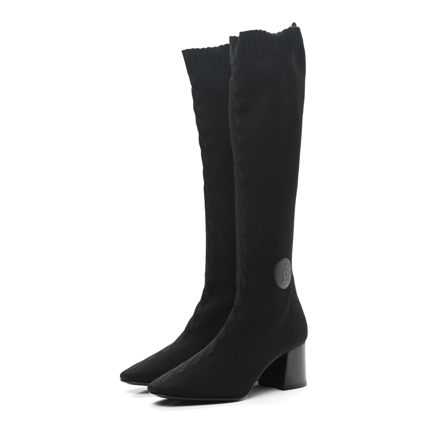 Knit Calfskin Fontaine 60 Boots 38.5 Black