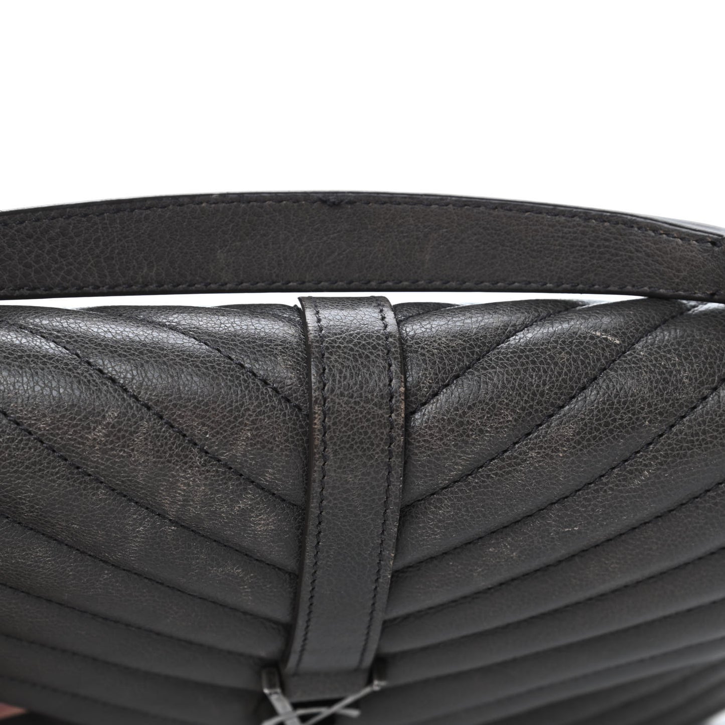 Sheepskin Matelasse Chevron Monogram Medium College Bag Asphalt