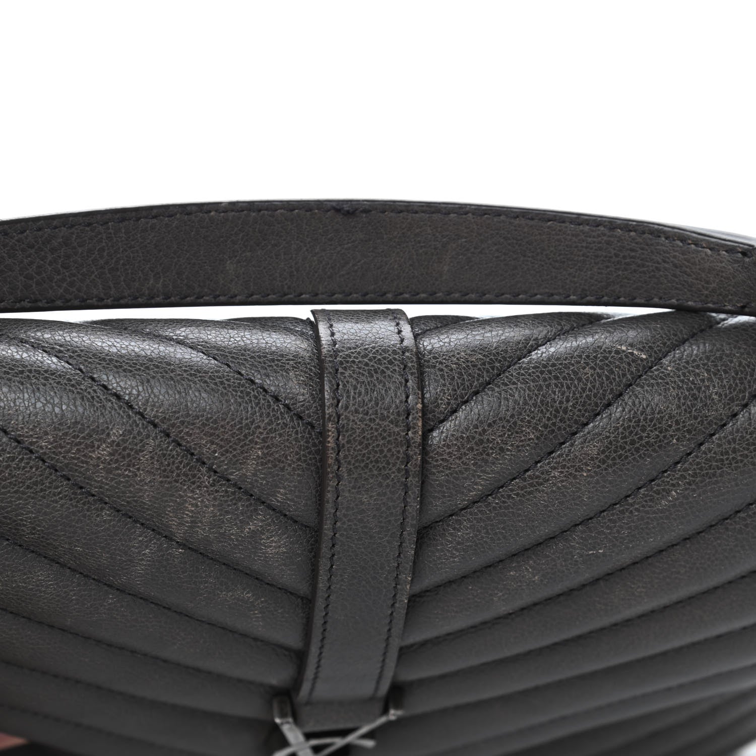 Saint Laurent Sheepskin Matelasse Chevron Monogram Medium College Bag Asphalt 7 of 11