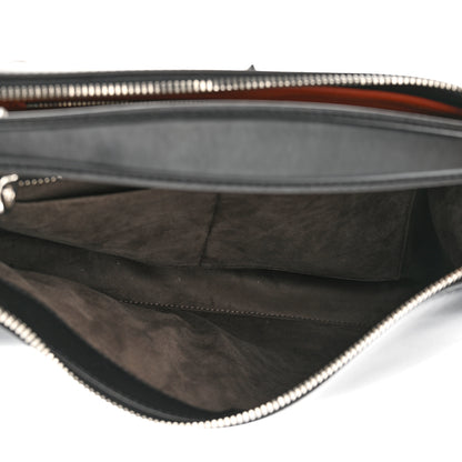 Fendi Vitello Baltico Century Dolce Waves DotCom Satchel Black Terracotta 5 of 12