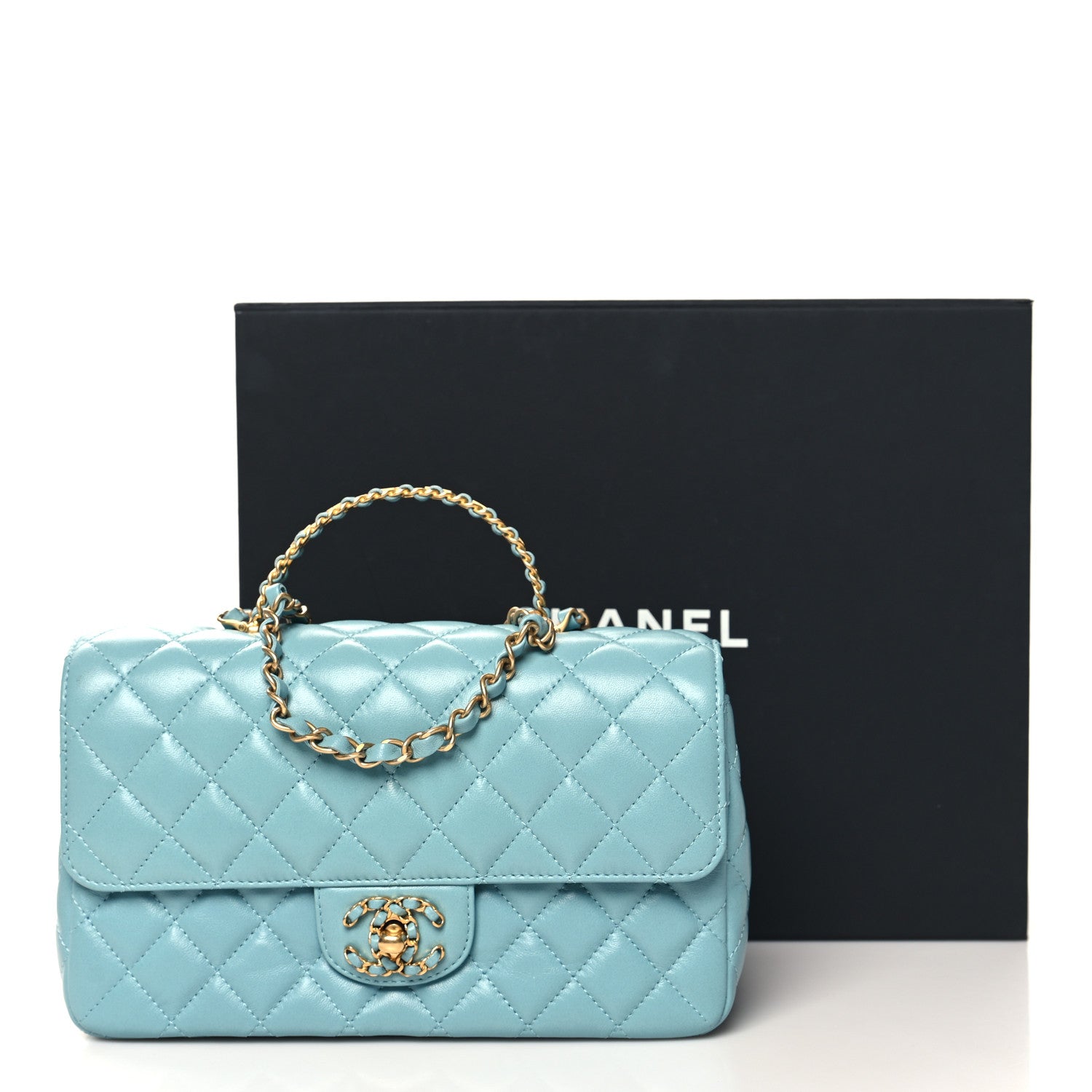 Chanel Lambskin Quilted Small Strass On Top Flap Bag Light Blue 12 of 12