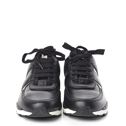 Chanel Calfskin Tweed CC Sneakers 37 Black White 2 of 8