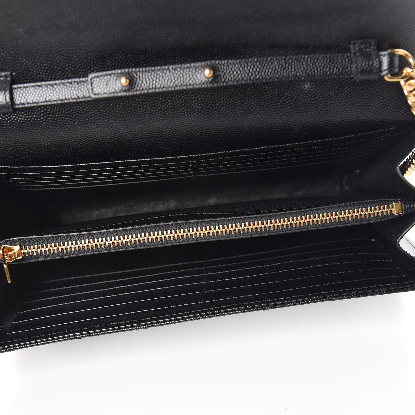 Grain De Poudre Matelasse Chevron Monogram Chain Wallet Black