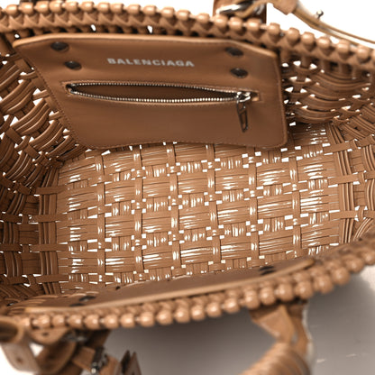 Balenciaga Varnished Faux Calfskin Braided XS Bistro Basket Beige 5 of 9
