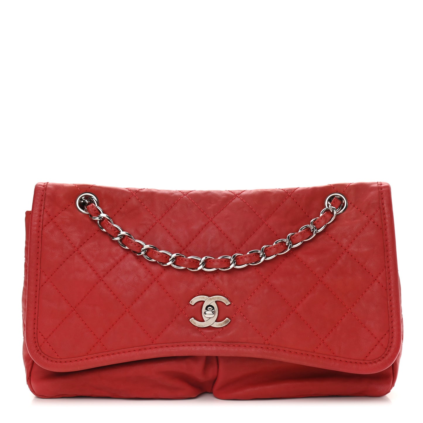 Ultra Soft Suede Calfskin Medium Natural Beauty Flap Bag Red