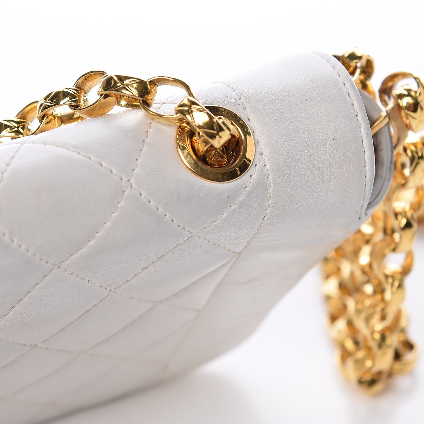 Lambskin Quilted Small Single Flap White