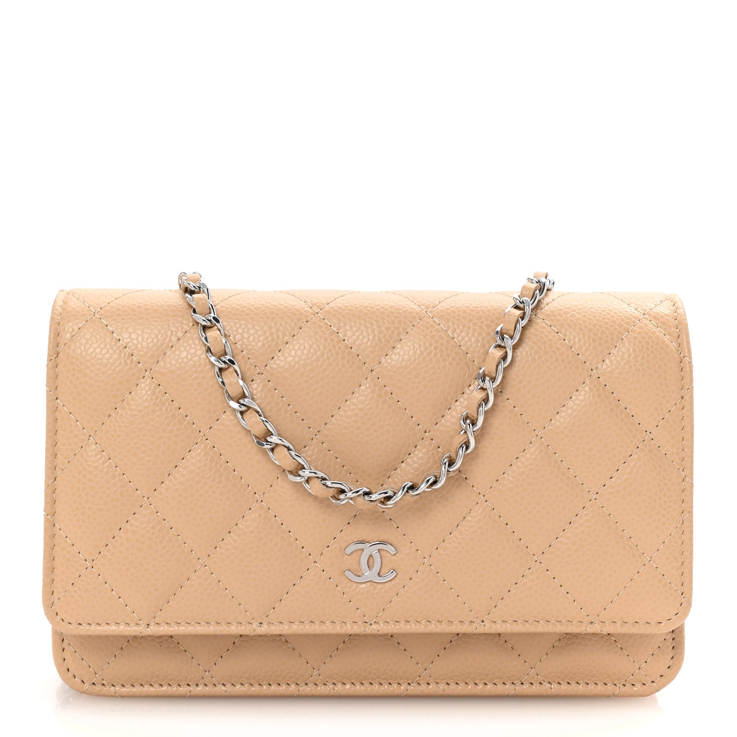 Chanel Caviar Quilted Wallet on Chain WOC Beige 1 of 12