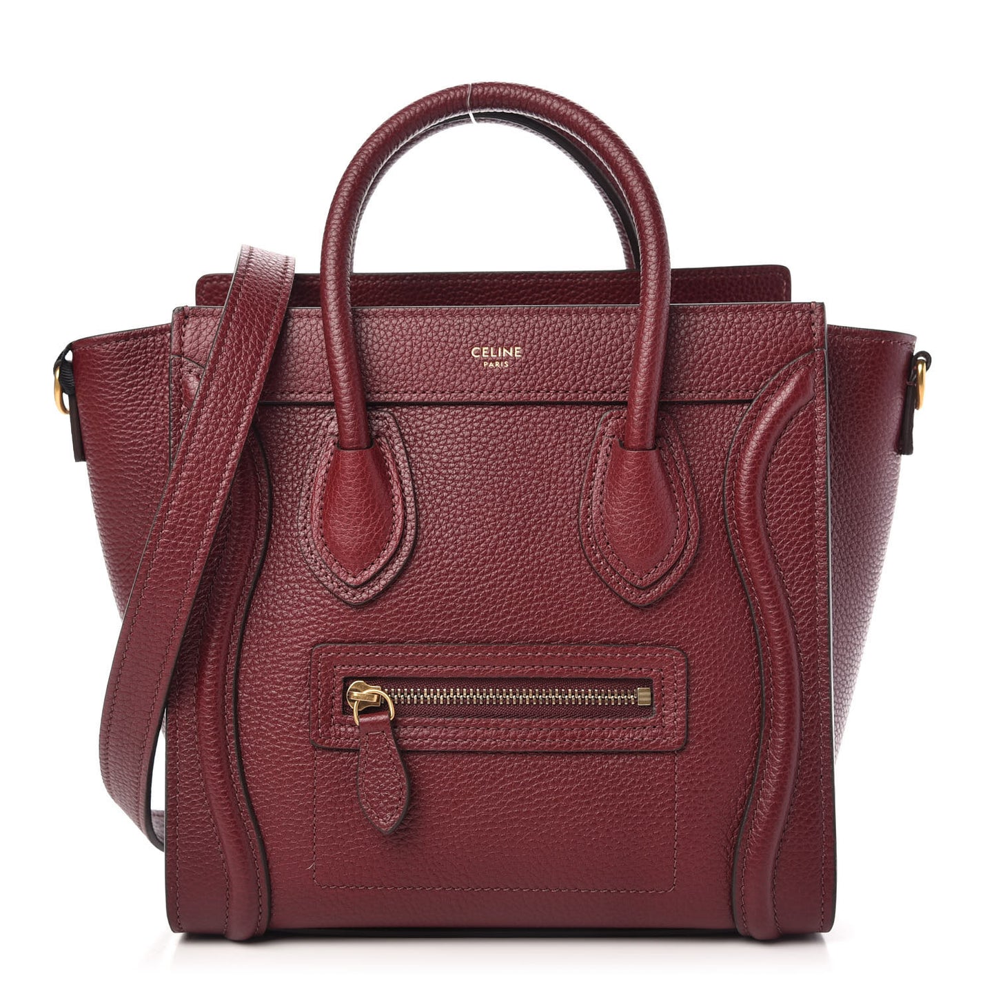 Drummed Calfskin Nano Luggage Burgundy