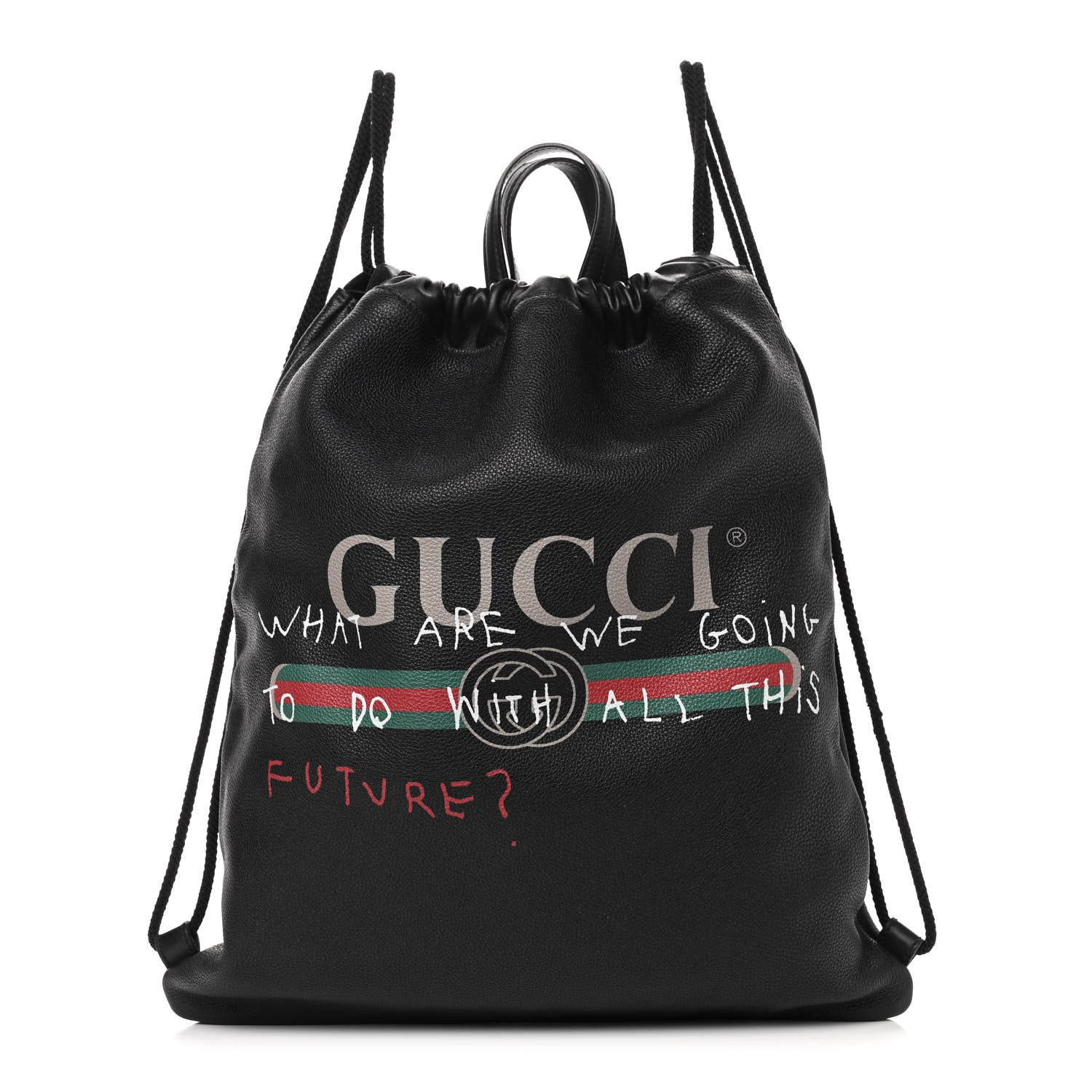 Gucci Calfskin Coco Capitan Logo Drawstring Backpack Black 1 of 11