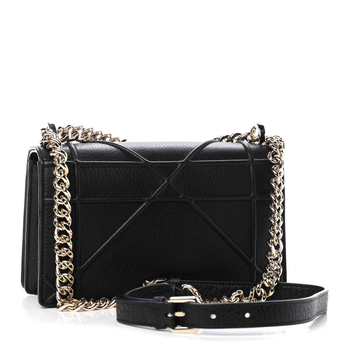 Grained Calfskin Small Diorama Flap Bag Black