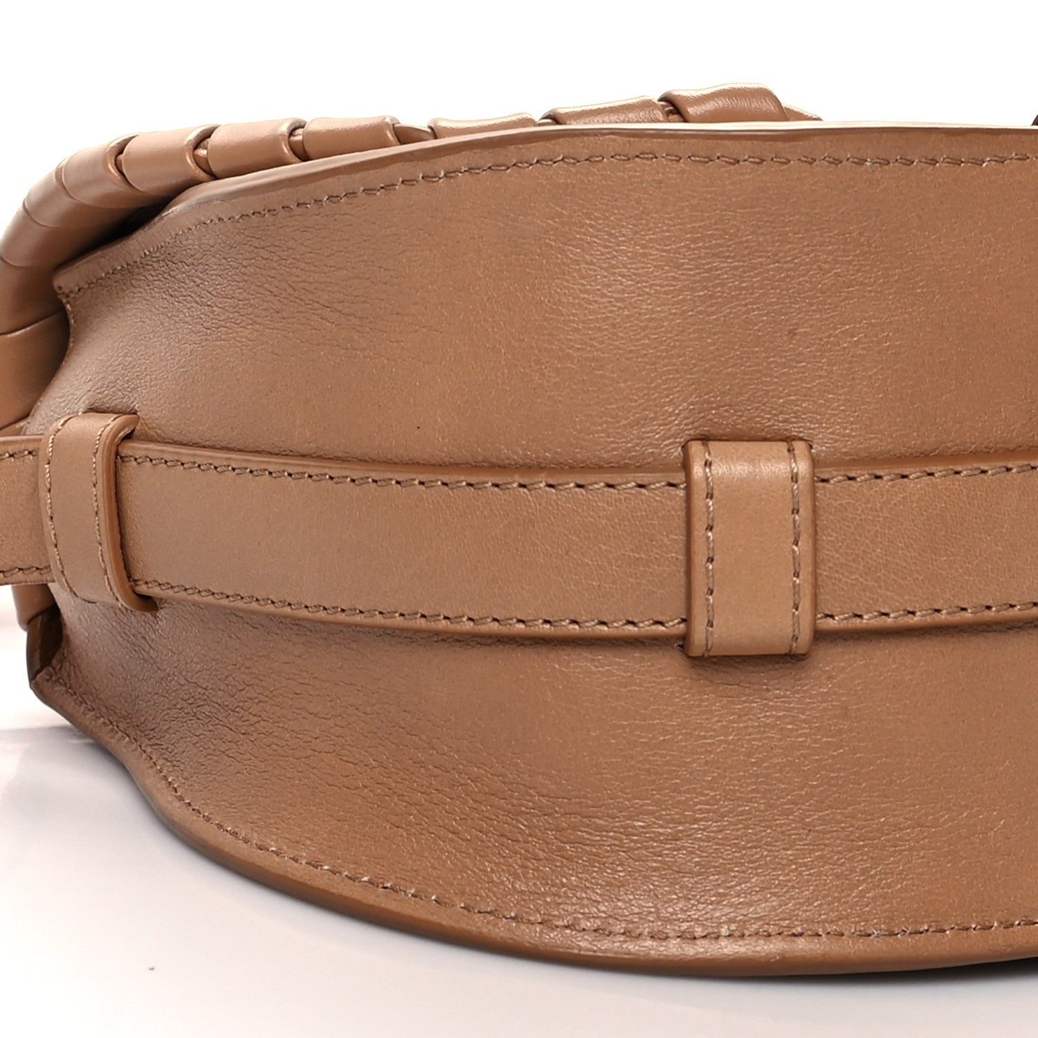 Chloe Calfskin Whipstitch Mini Marcie Round Crossbody Bag Light Tan 7 of 8