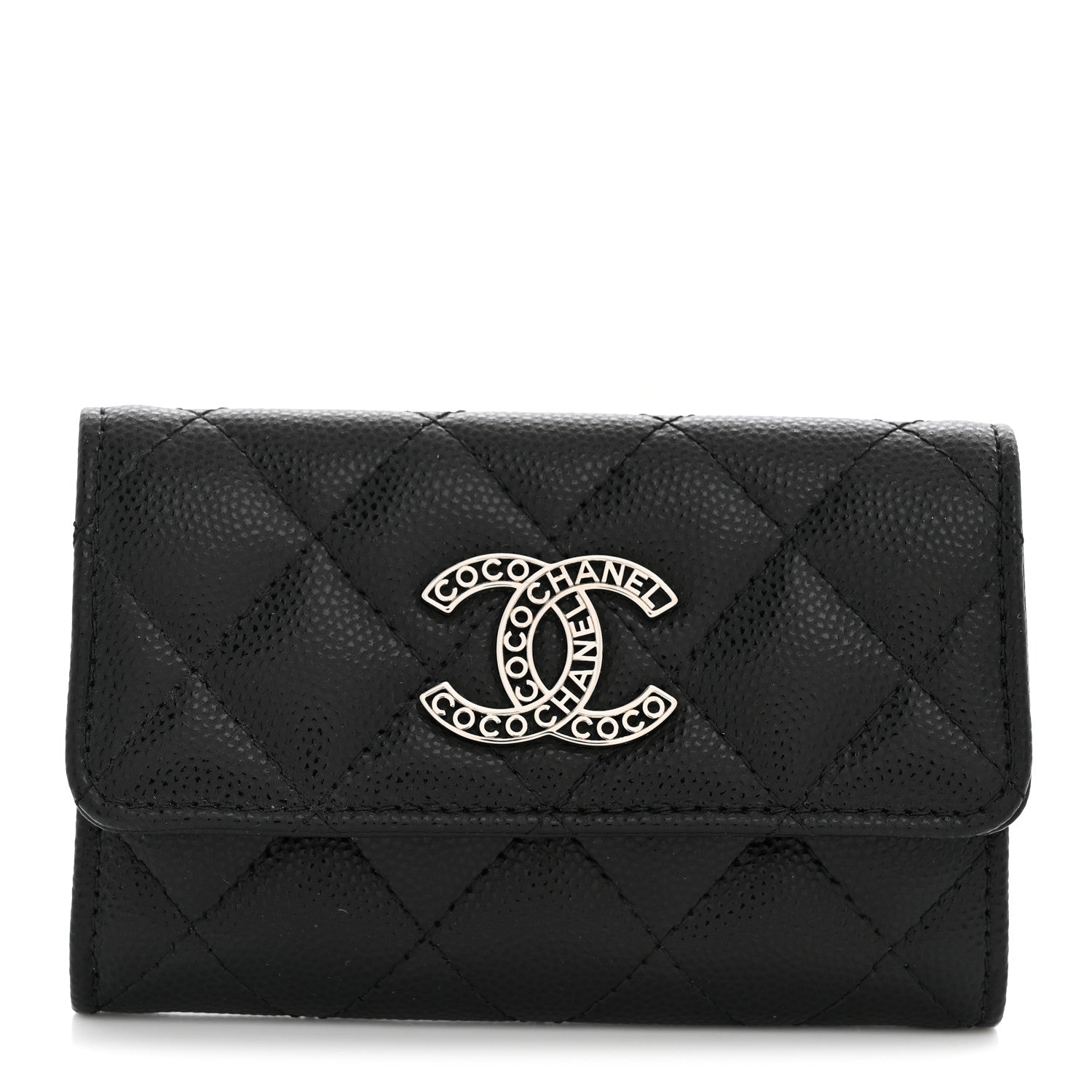 Chanel Caviar Quilted Coco Chanel Logo Flap Card Holder Black 1 of 7