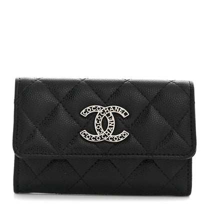 Chanel Caviar Quilted Coco Chanel Logo Flap Card Holder Black 1 of 7