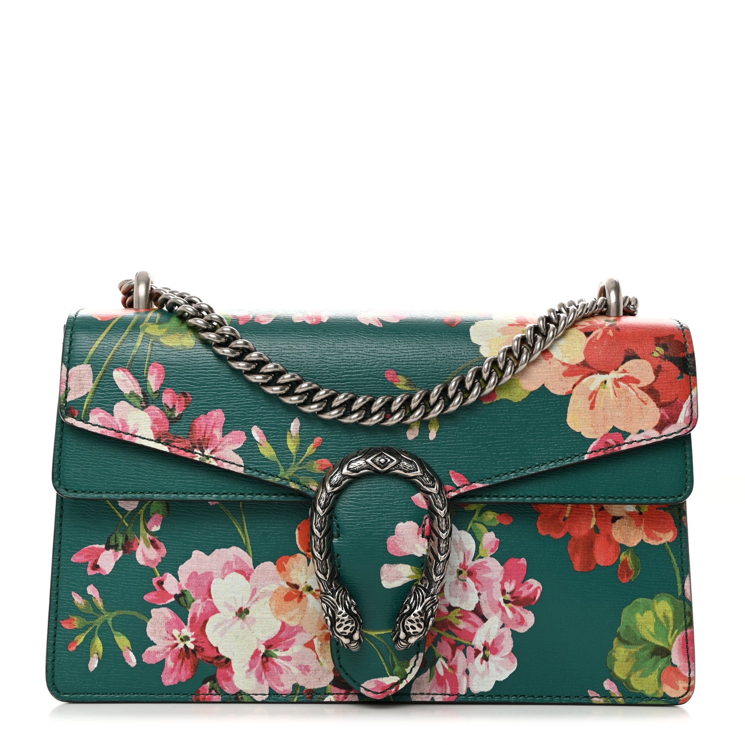 Gucci Calfskin Blooms Print Small Dionysus Shoulder Bag Bright Emerald Multicolor 1 of 10