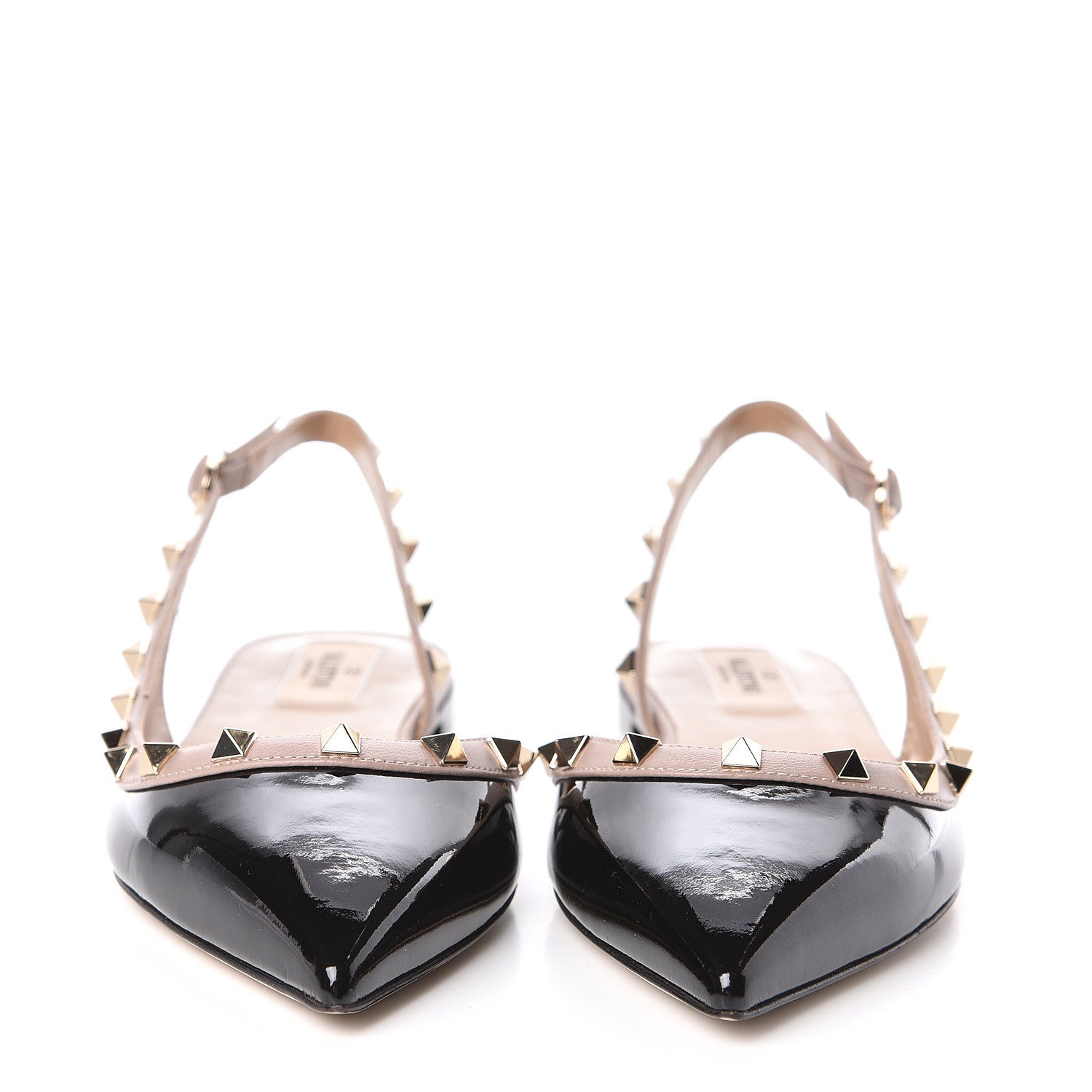 Valentino Garavani Patent Rockstud Slingback Flats 39 Black Poudre 2 of 9