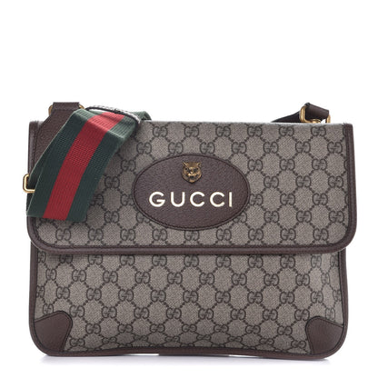 Gucci GG Supreme Monogram Web Neo Vintage Double Flap Messenger Bag Beige New Acero 1 of 9