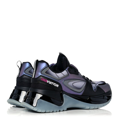 Louis Vuitton Iridescent Calfskin Mens Run Away Pulse Sneakers 5.5 Black Purple 4 of 11