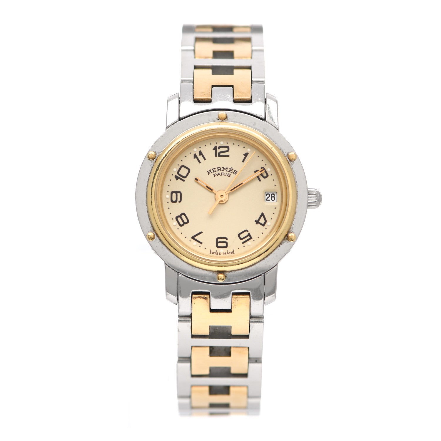 Hermes Stainless Steel 24mm Clipper Quartz Watch Gold 2 of 8