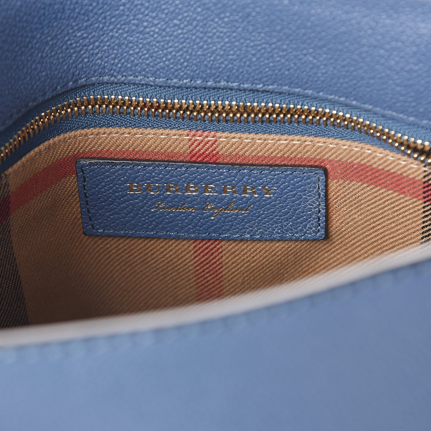Burberry Soft Grain Calfskin Small Buckle Tote Steel Blue 6 of 9