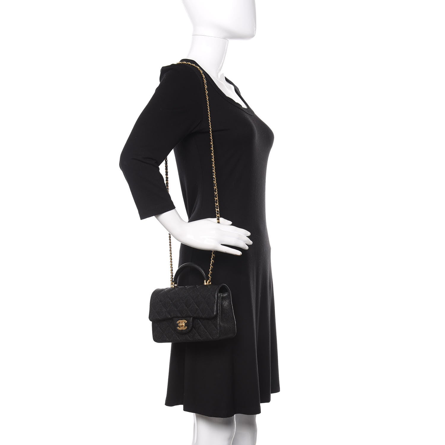 Chanel Caviar Quilted Mini Top Handle Rectangular Flap Black 2 of 11