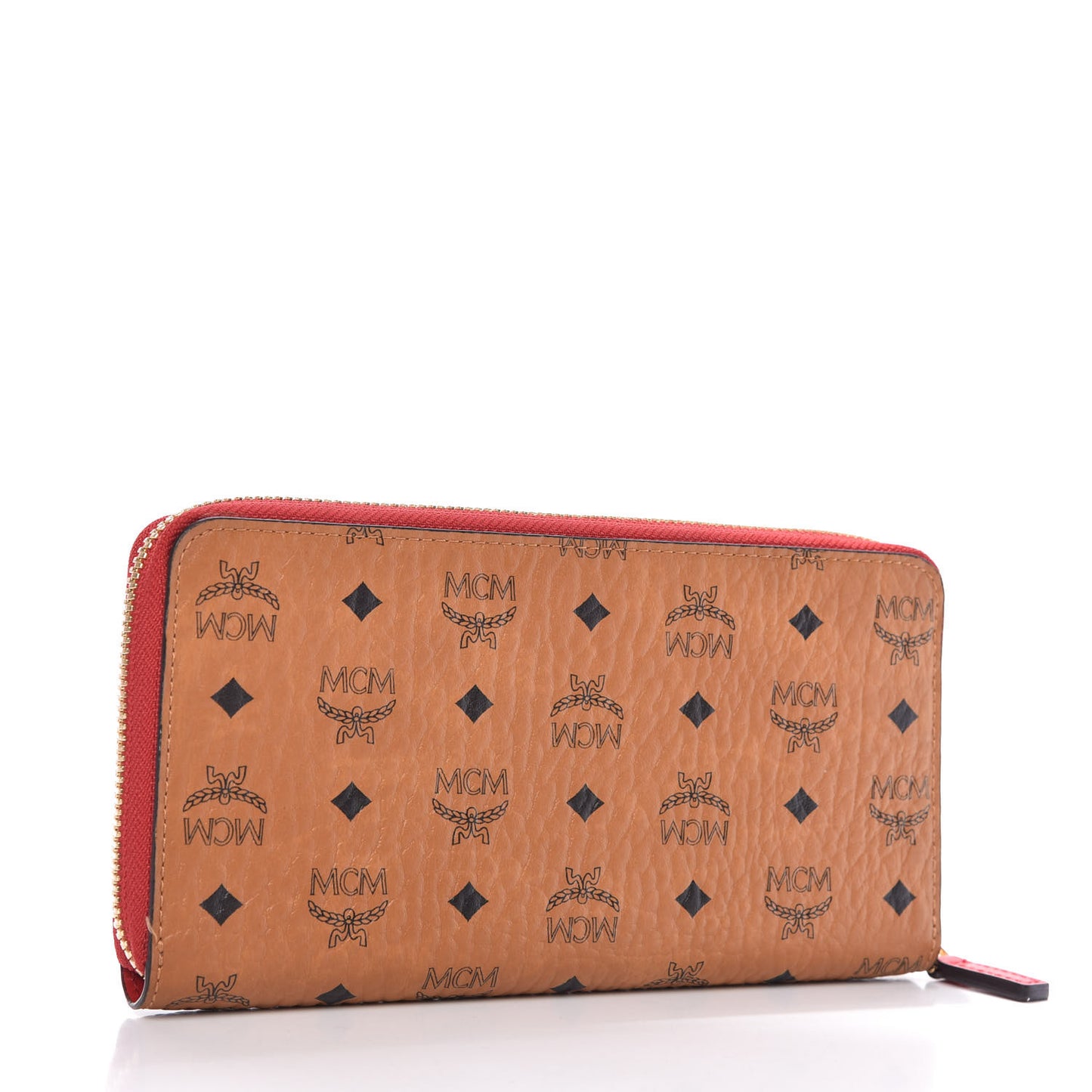 Visetos Large Zip Around Wallet Cognac Red