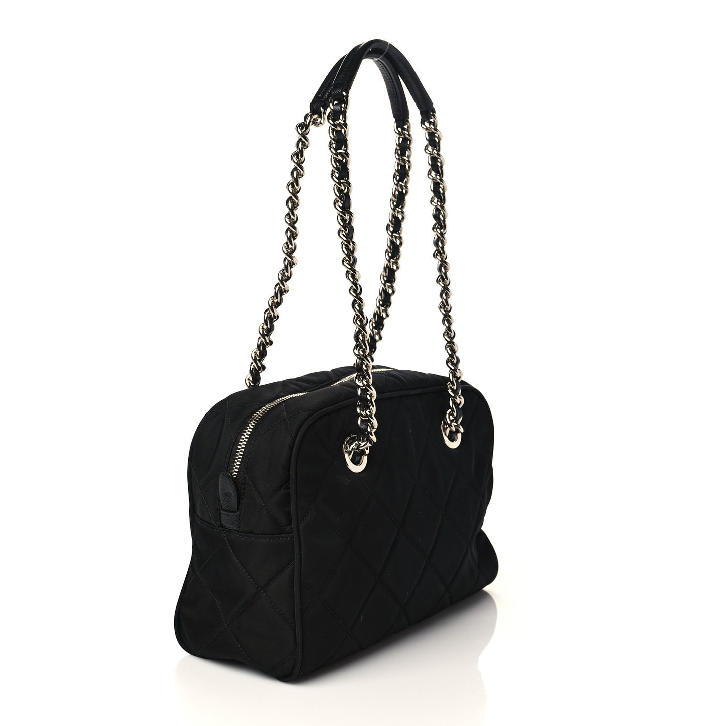 Nylon Tessuto Impuntu Quilted Shoulder Bag Black