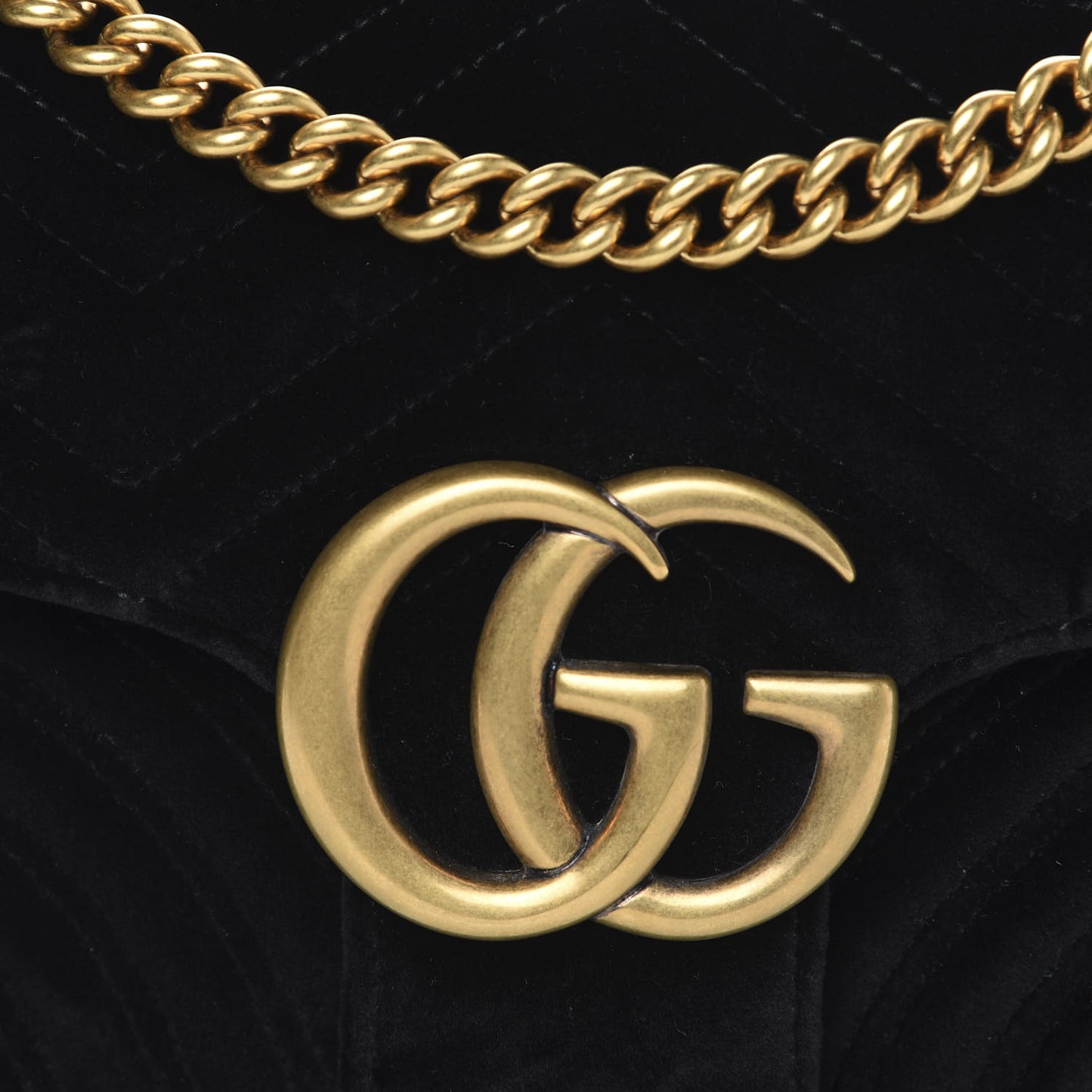 Velvet Matelasse Medium GG Marmont Shoulder Bag Black