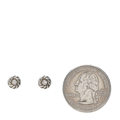 David Yurman Sterling Silver 18K Yellow Gold Diamond Kids Cable Earrings 2 of 4