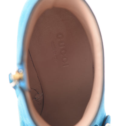 Gucci Kid Scamosciato GG Marmont Fringe 75mm Ankle Boots 35.5 New Bright Turquoise 7 of 12