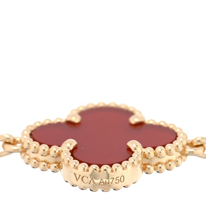 Van Cleef & Arpels 18K Yellow Gold Carnelian 5 Motifs Vintage Alhambra Bracelet 3 of 3