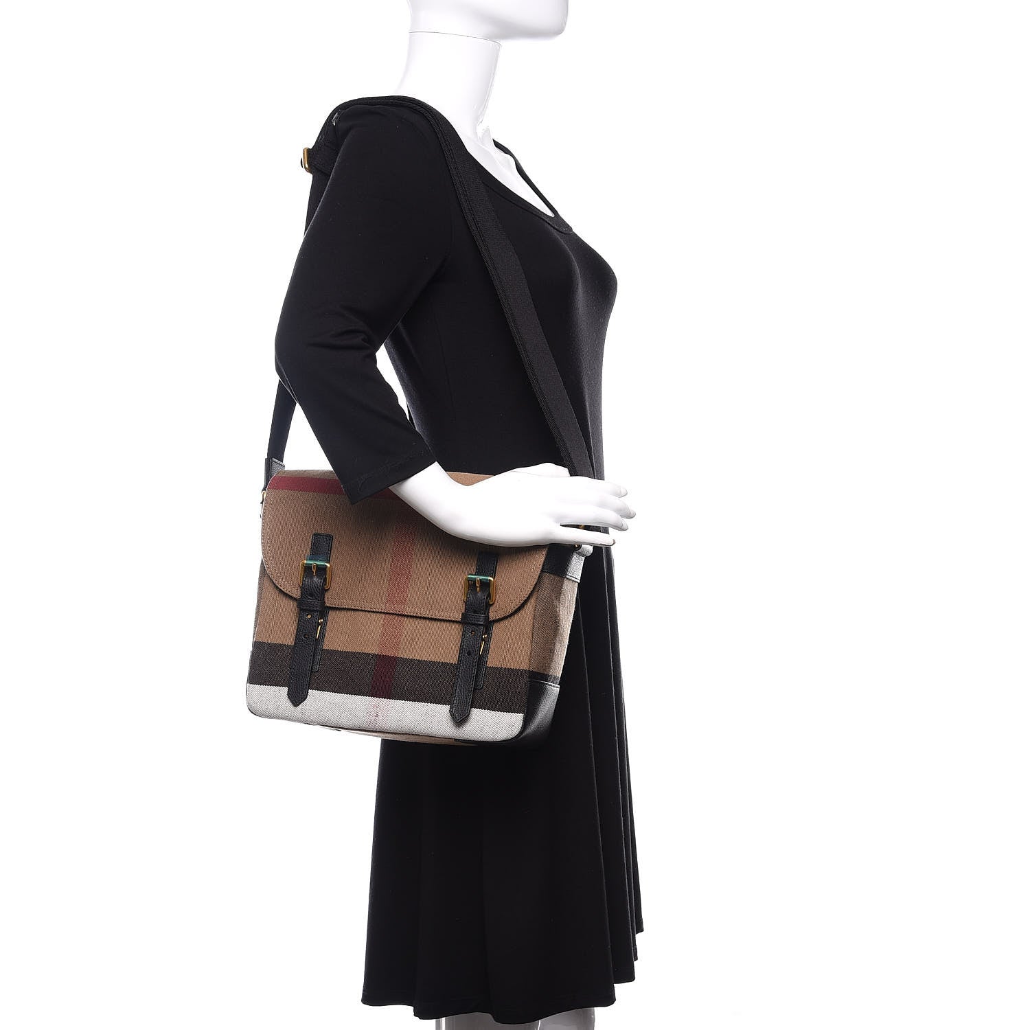 Burberry Canvas Mega Check Large Baildon Messenger Bag Black 2 of 11