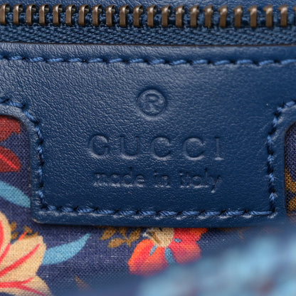 Gucci Cotton Calfskin Matelasse Floral Print Small GG Marmont Shoulder Bag Blue Red Deep Ocean Blue 6 of 11