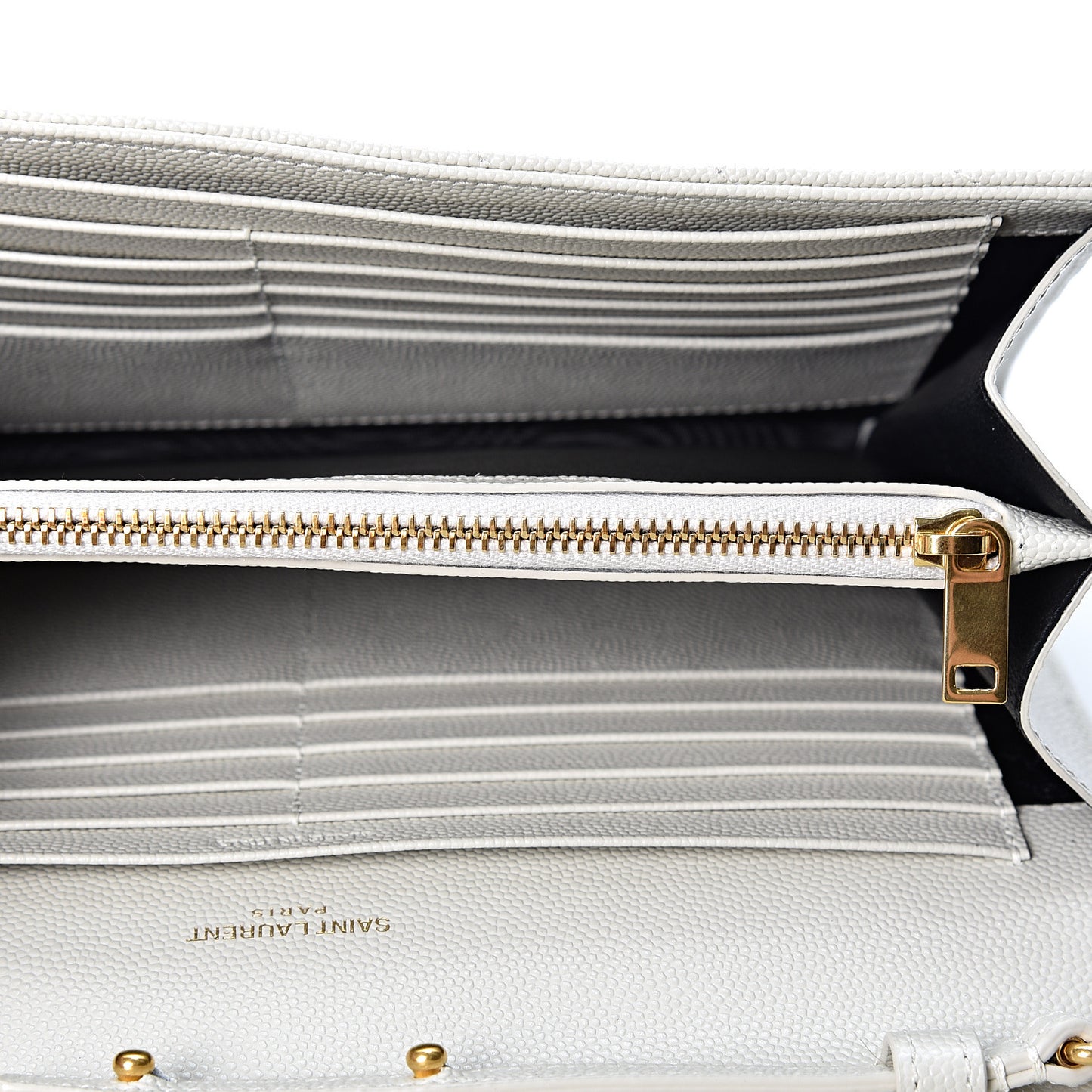 Grain De Poudre Matelasse Chevron Monogram Chain Wallet Crema Soft
