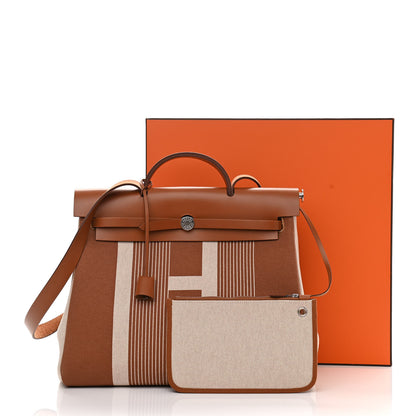 Hermes Vache Hunter Toile H Vibration Herbag Zip 39 MM Fauve Ecru Beige 11 of 11