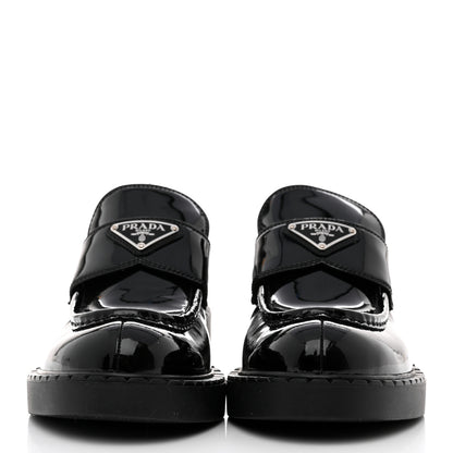 Prada Vernice Triangle 50mm Loafers 39 Black 2 of 8