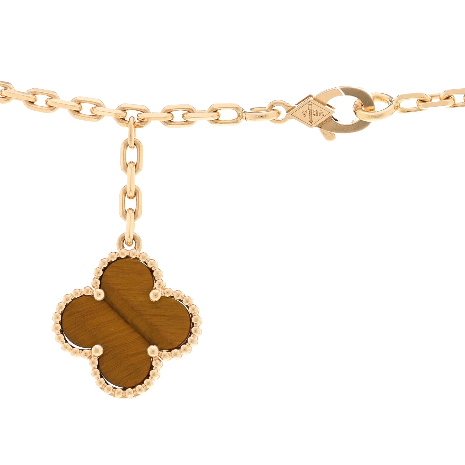 Van Cleef & Arpels 18K Yellow Gold Carnelian Tiger Eye 6 Motifs Magic Alhambra Necklace 4 of 5