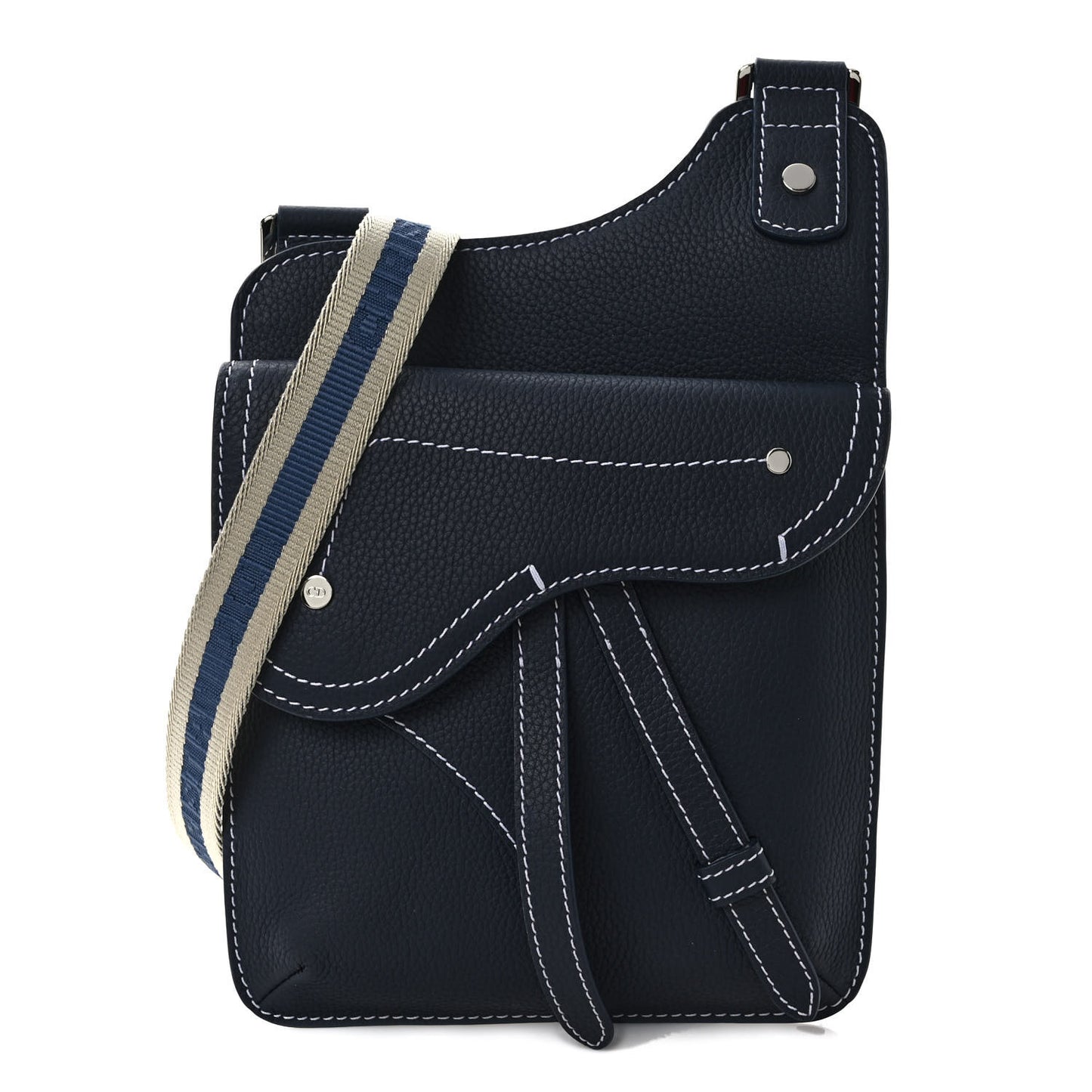 X KAWS Grained Calfskin Saddle Pouch Blue Multicolor