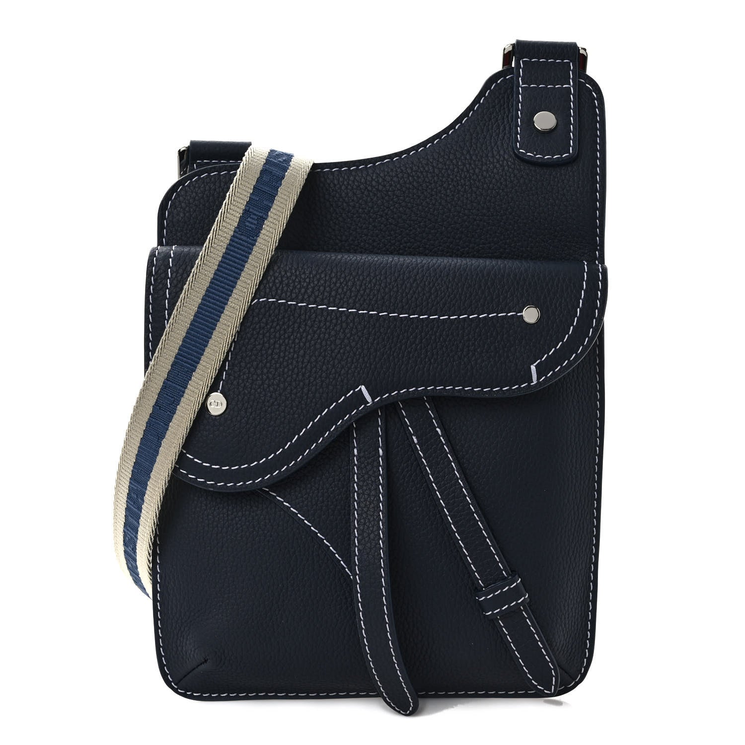 Christian Dior X KAWS Grained Calfskin Saddle Pouch Blue Multicolor 1 of 9