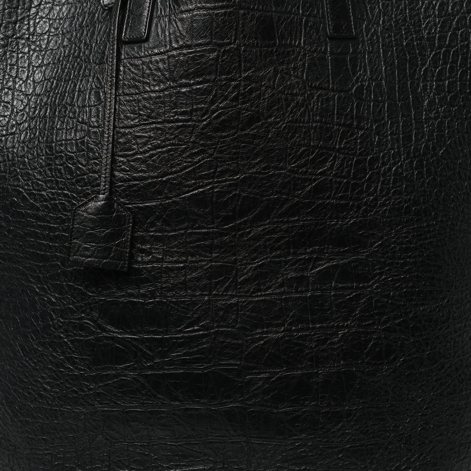 Saint Laurent Calfskin Crocodile Embossed Bold Shopper Tote Black 7 of 10