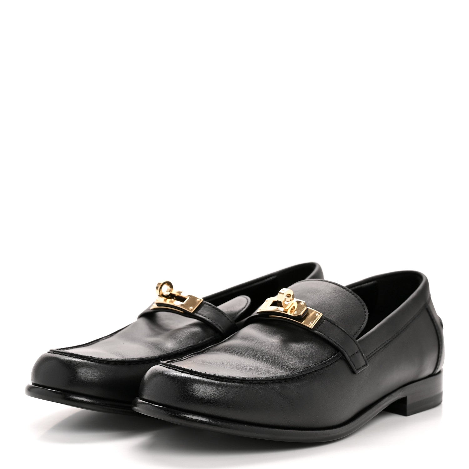 Hermes Calfskin Womens Destin Loafers 39 Black 4 of 11
