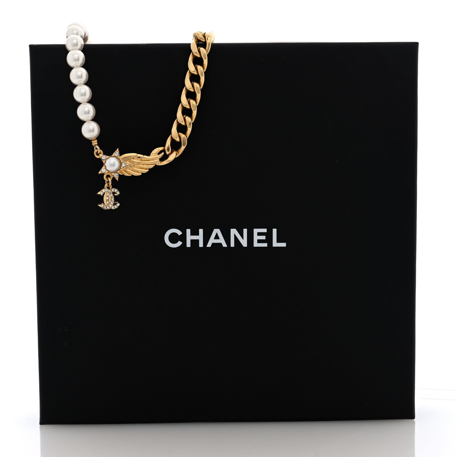 Chanel Pearl Crystal CC Star Choker Necklace Gold 5 of 5